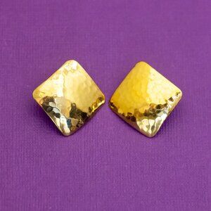 Vintage Geometric Diamonds Gold Tone Sterling Silver Stud Earrings by CR Co - Q4